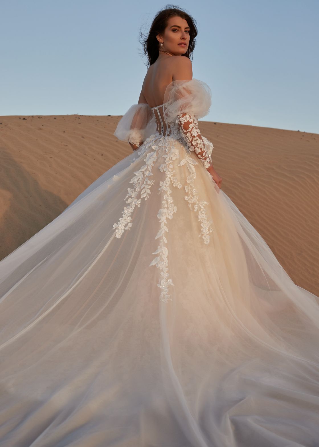 TEA ROSE FULL TULLE OVERSKIRT WITH LACE MOTIFS by Dando London