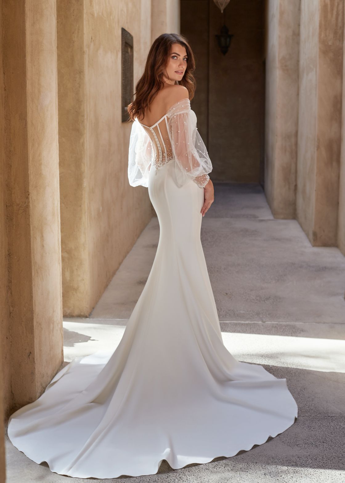 LILY OF THE VALLEY BEADED TULLE LANTERN SLEEVES by Dando London