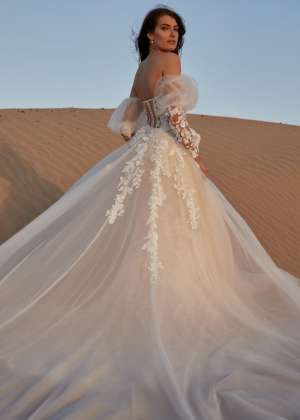 Christine Dando - TEA ROSE FULL TULLE OVERSKIRT WITH LACE MOTIFS